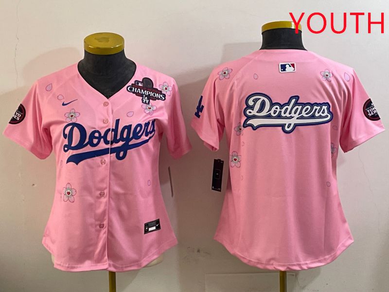 Youth Los Angeles Dodgers Blank Pink Sakura Edition 2025 Nike MLB Jersey style 14